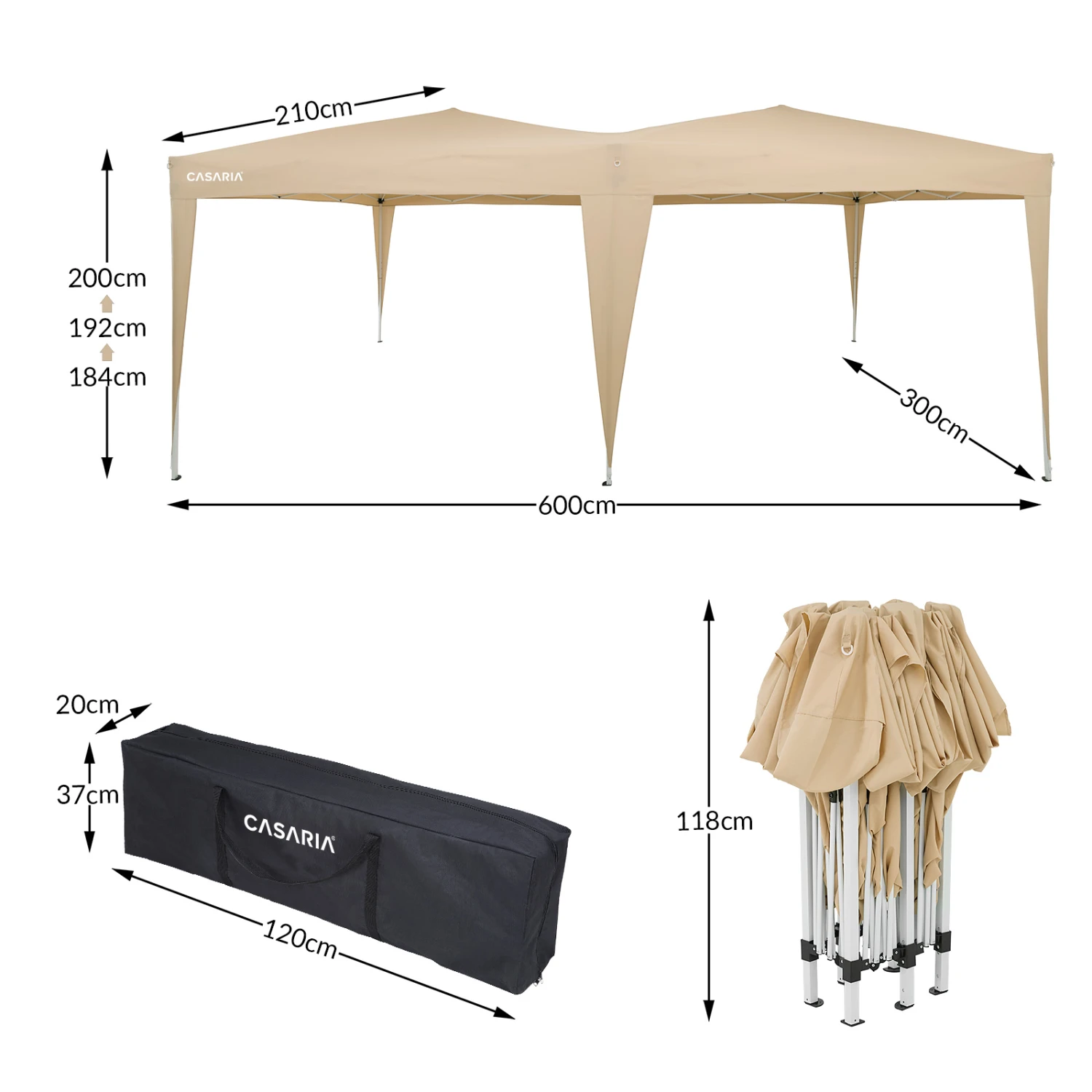Faltpavillon Beige 3x6m UV-Schutz 50+ 4 Faltpavillon Beige 3x6m UV-Schutz 50+ – Bild 2