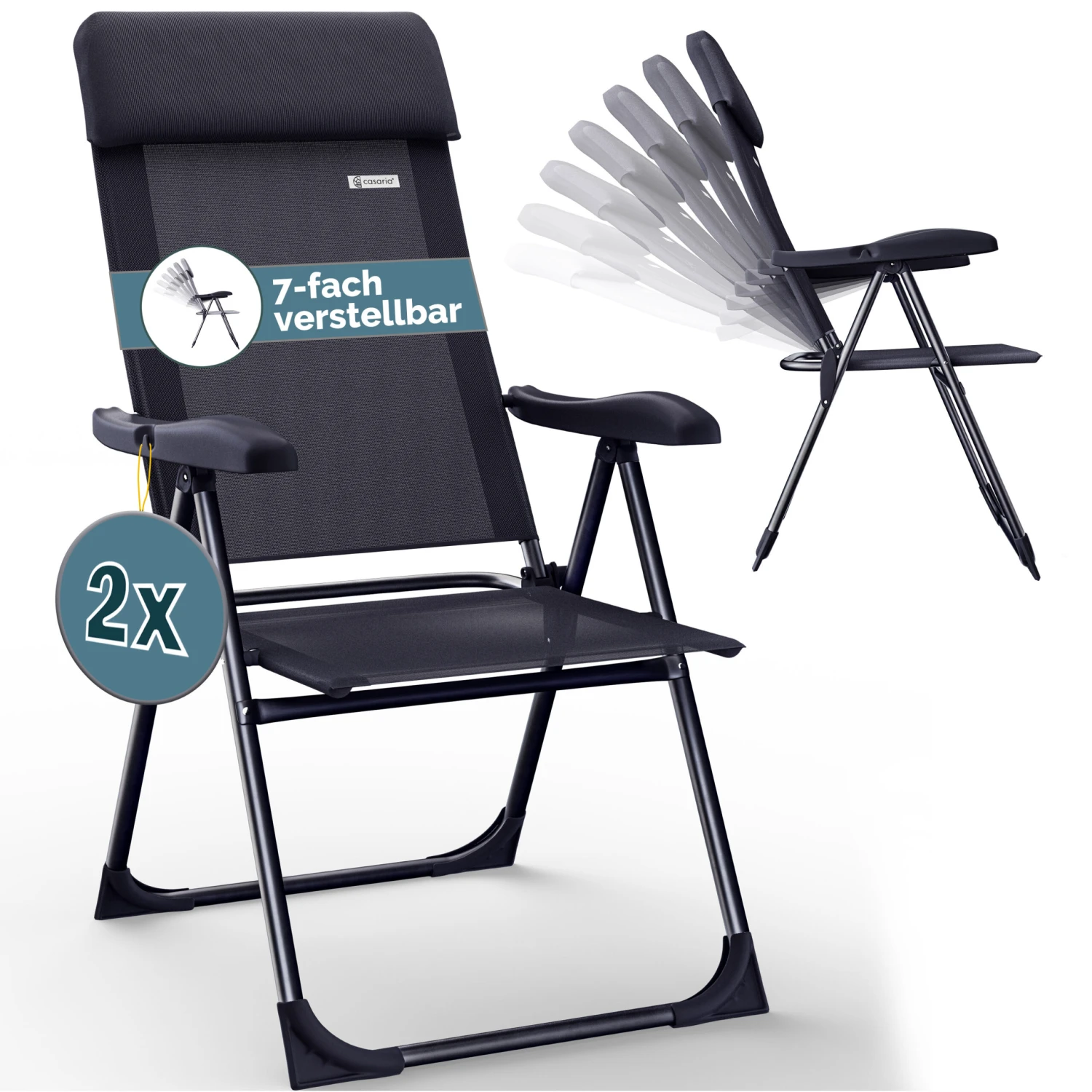 Gartenstuhl 2er-Set Anthrazit Alu Klappbar 3 Gartenstuhl 2er-Set Anthrazit Alu Klappbar