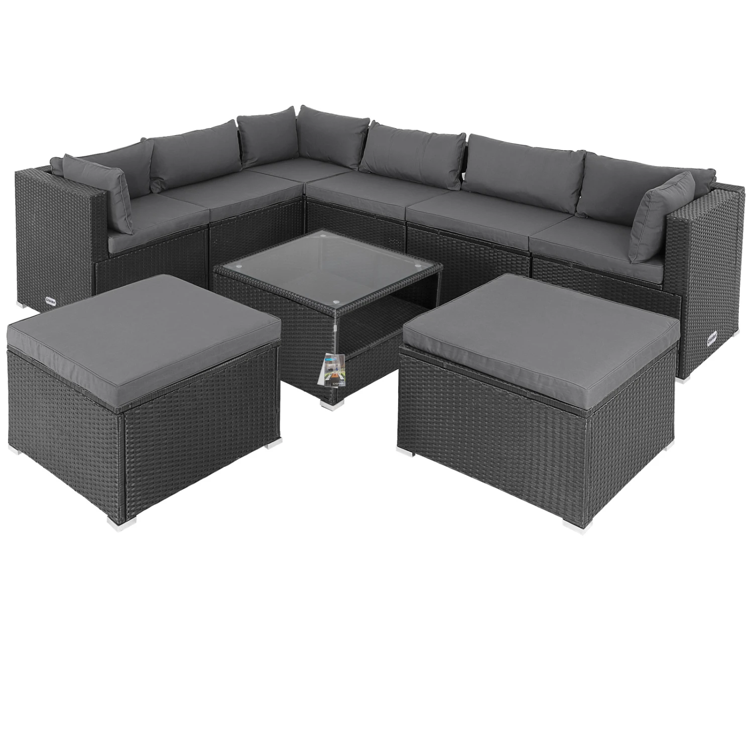 Polyrattan Ecklounge XXL Schwarz/Anthrazit Inkl. Kissen 3 Polyrattan Ecklounge XXL Schwarz/Anthrazit Inkl. Kissen