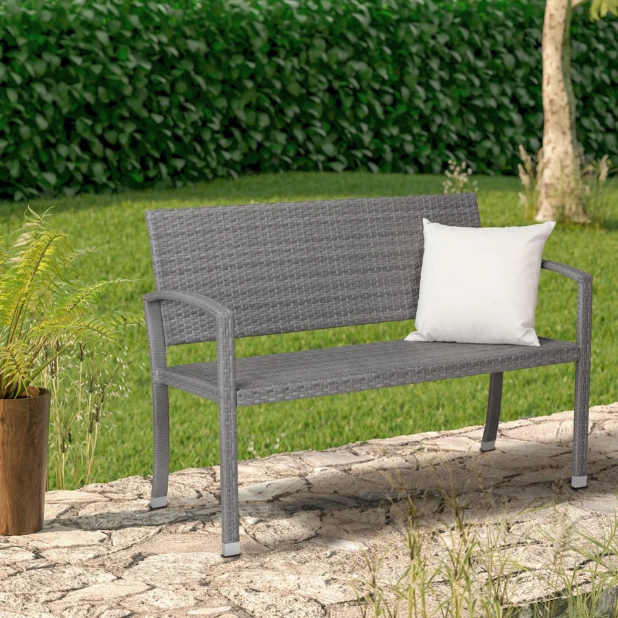 Polyrattan Gartenbank Grau 122x58x87cm 7 Polyrattan Gartenbank Grau 122x58x87cm – Bild 5