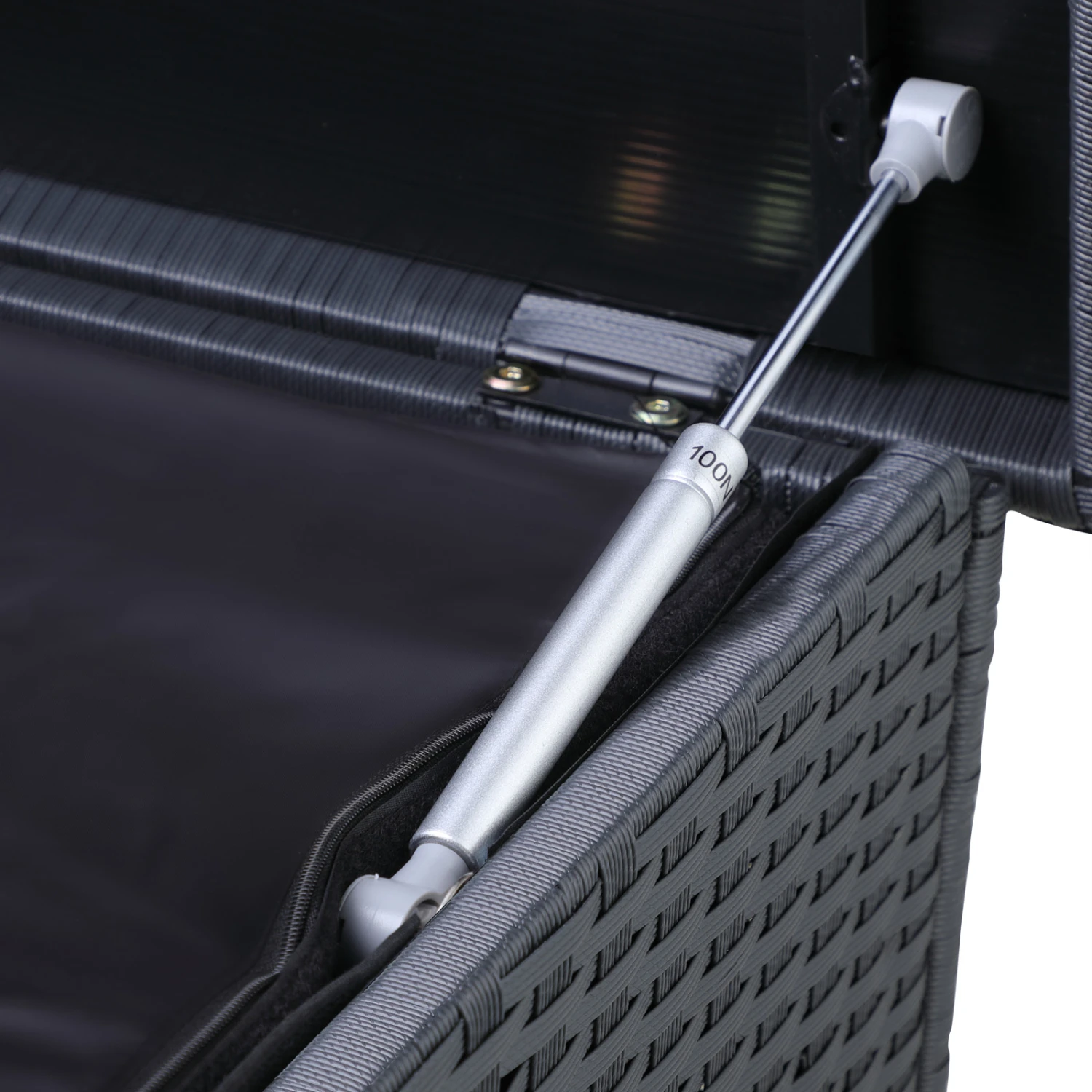 Polyrattan-Auflagenbox Schwarz 150x77x73cm Mit Rollen 5 Polyrattan-Auflagenbox Schwarz 150x77x73cm Mit Rollen – Bild 3