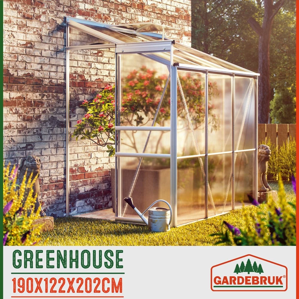 Alu Beistellgewächshaus 190x122x202cm Mit Fundament 6 Alu Beistellgewächshaus 190x122x202cm Mit Fundament – Bild 4