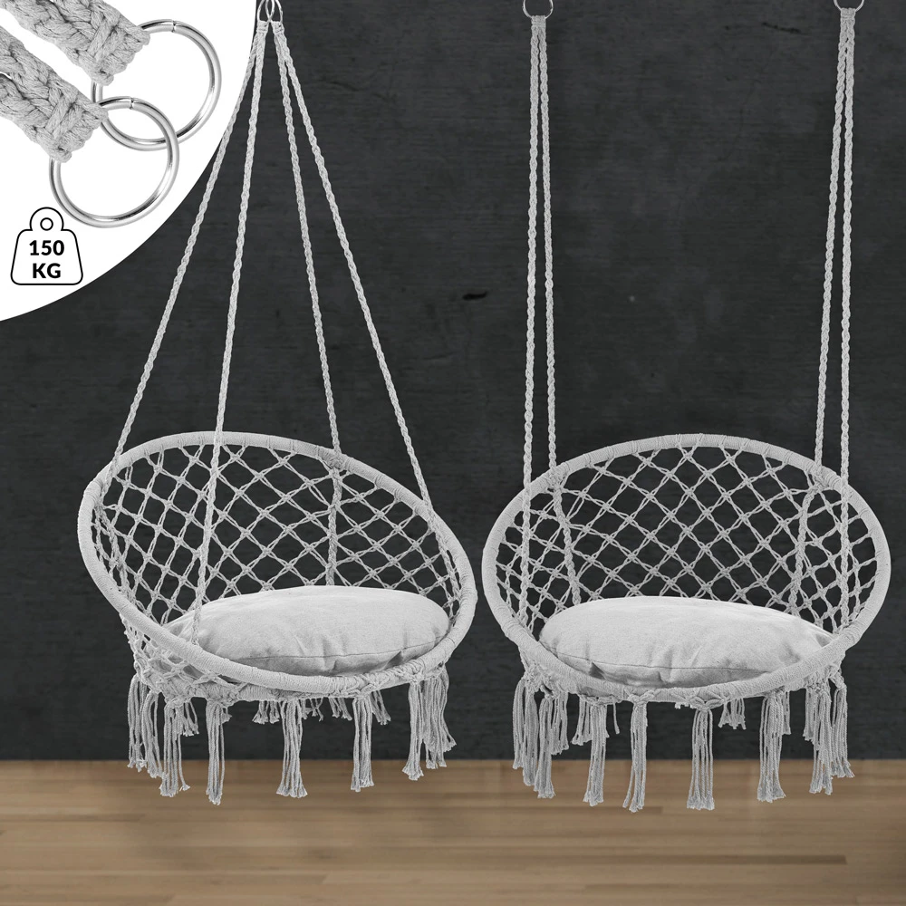 Hängesessel Hellgrau 80x60x140cm 6 Hängesessel Hellgrau 80x60x140cm – Bild 4