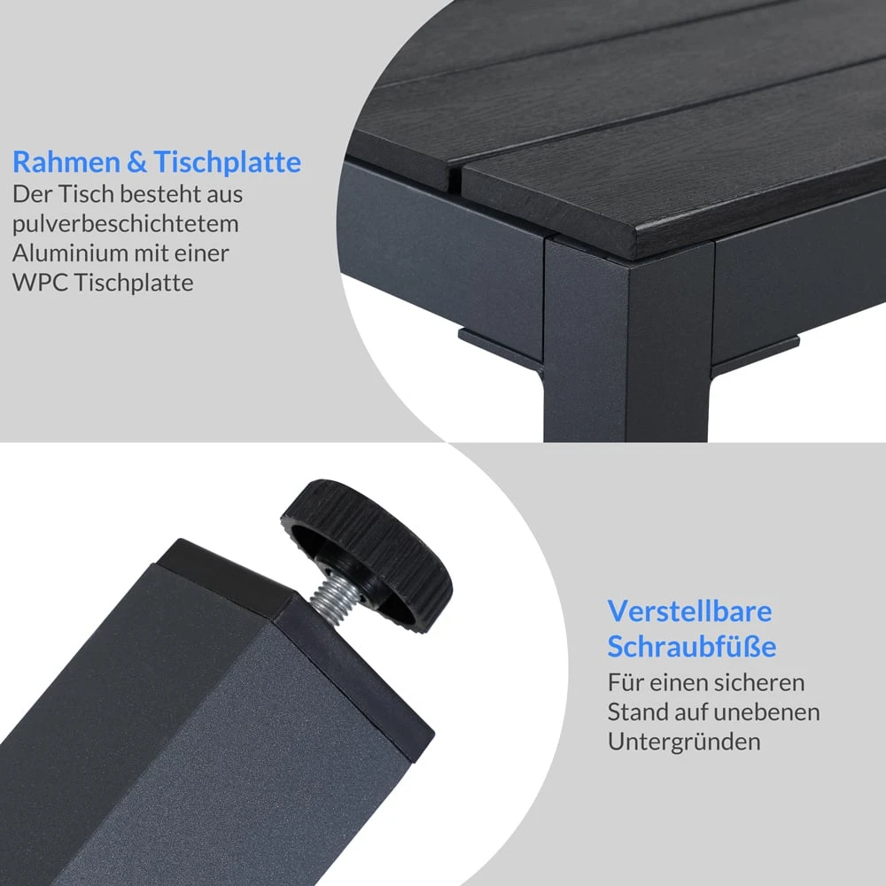 Garten-Sitzgruppe Bern 5-tlg. Anthrazit Alu WPC Tischplatte 6 Garten-Sitzgruppe Bern 5-tlg. Anthrazit Alu WPC Tischplatte – Bild 4