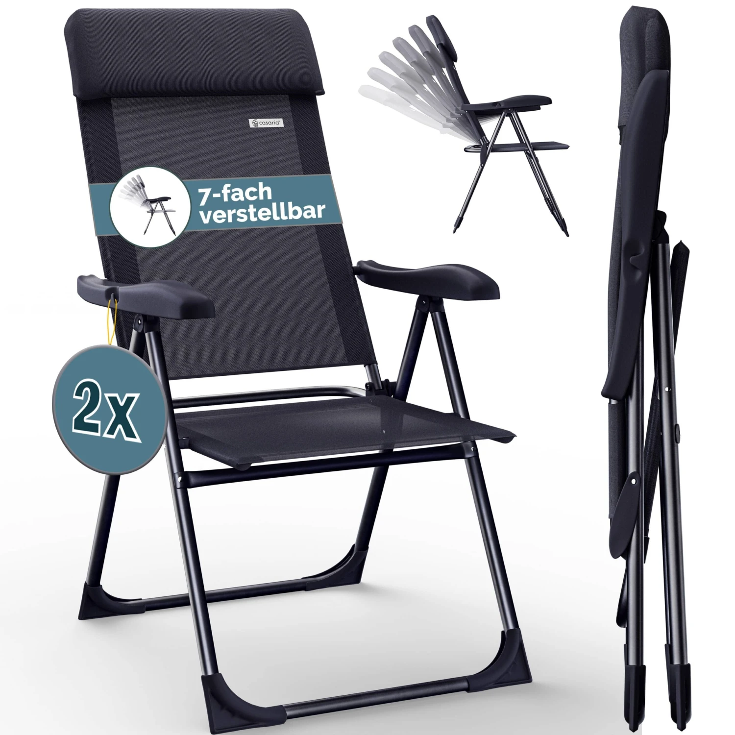 Gartenstuhl 2er-Set Anthrazit Alu Klappbar 4 Gartenstuhl 2er-Set Anthrazit Alu Klappbar – Bild 2