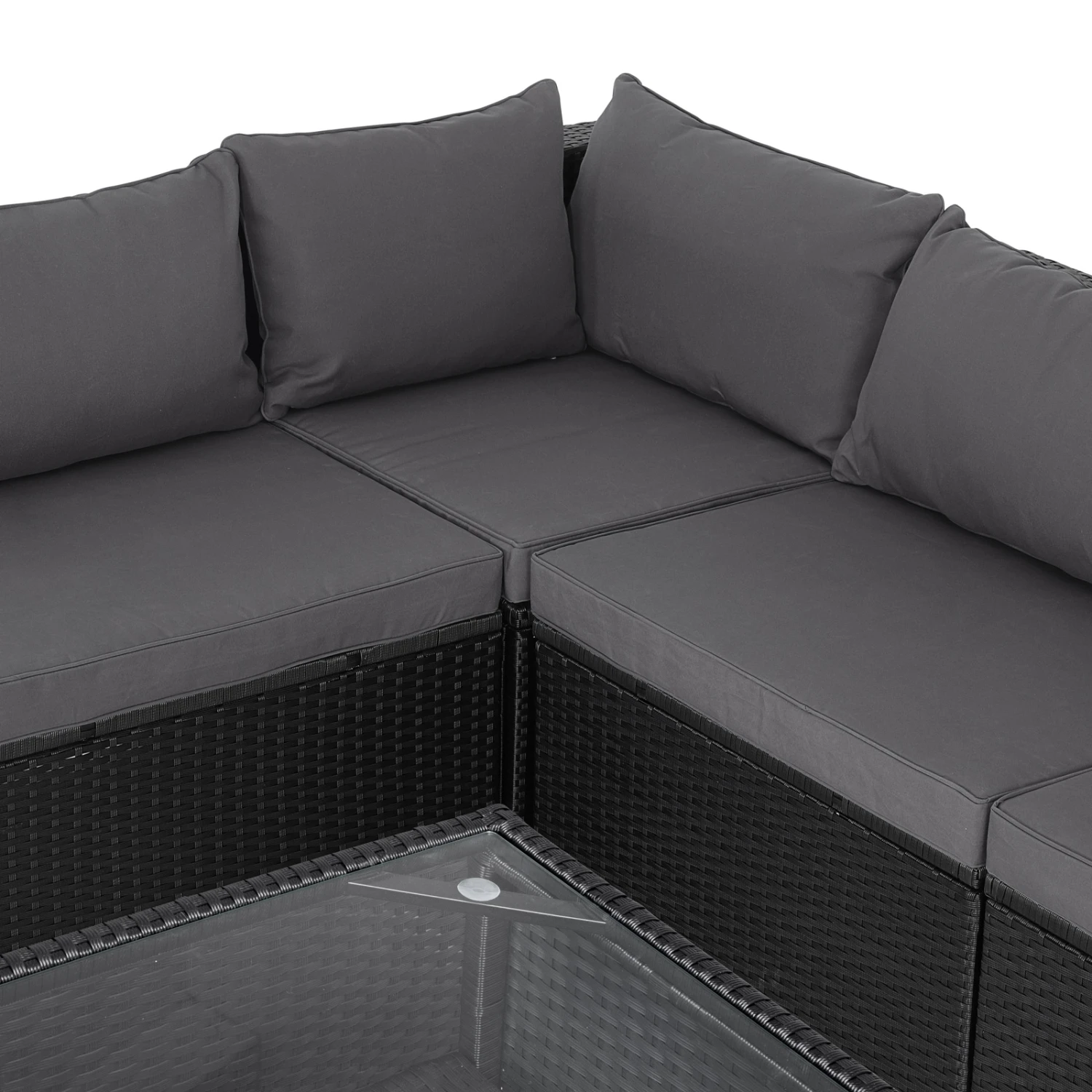 Polyrattan Ecklounge XXL Schwarz/Anthrazit Inkl. Kissen 10 Polyrattan Ecklounge XXL Schwarz/Anthrazit Inkl. Kissen – Bild 8