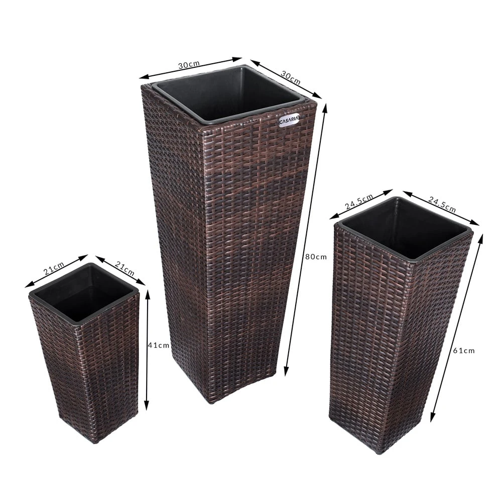 Polyrattan Blumentopf 3-tlg. Braun 10 Polyrattan Blumentopf 3-tlg. Braun – Bild 8