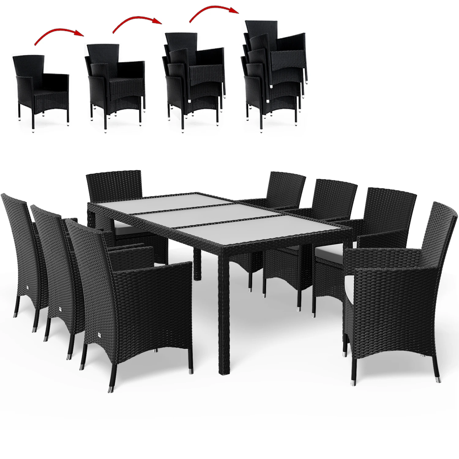 Polyrattan Garten-Sitzgruppe Bali 9-tlg. Schwarz Stapelbar 3 Polyrattan Garten-Sitzgruppe Bali 9-tlg. Schwarz Stapelbar