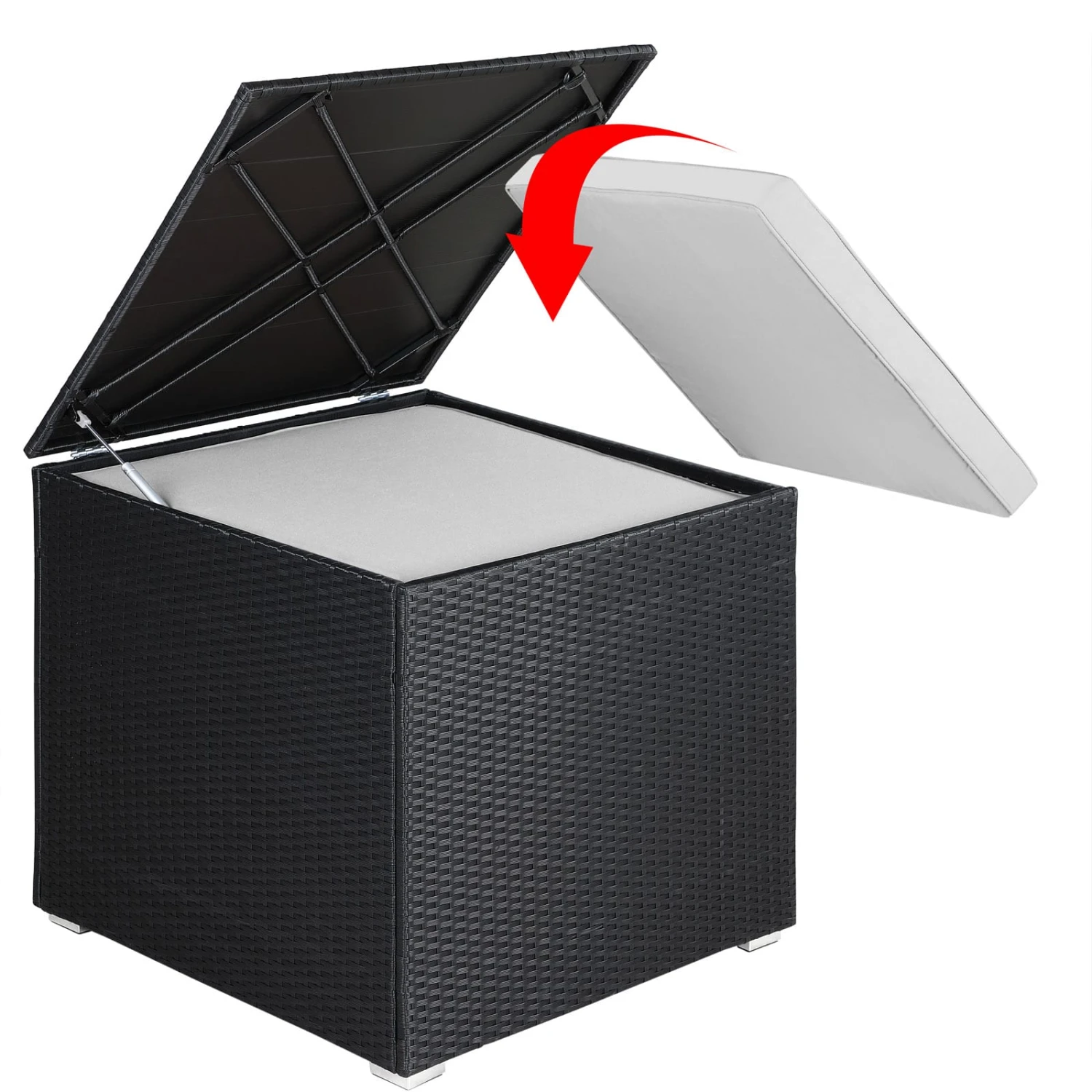 Polyrattan Auflagenbox Schwarz 318L 5 Polyrattan Auflagenbox Schwarz 318L – Bild 3