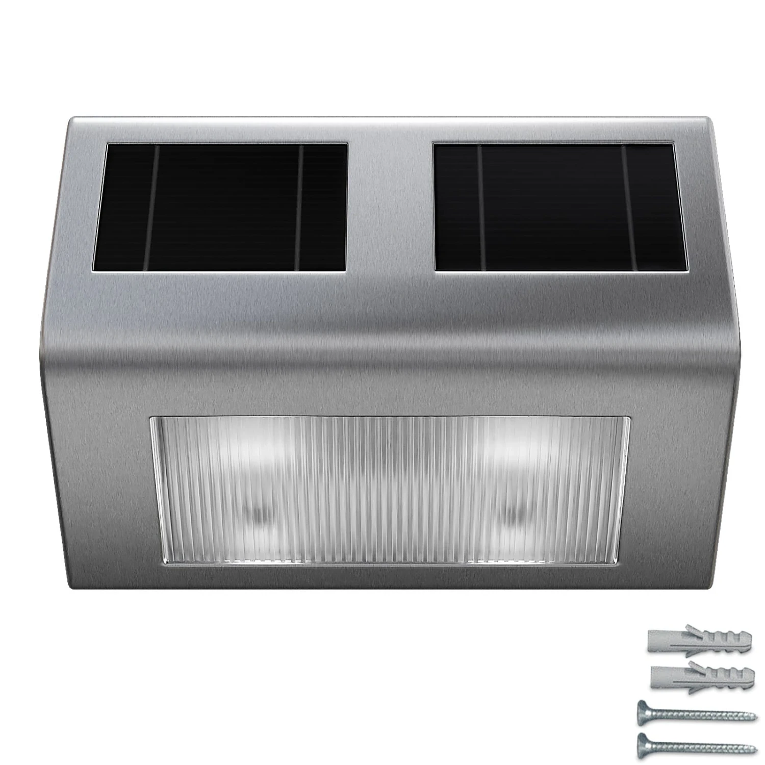 LED Solar Wandleuchte Edelstahl IP65 6 LED Solar Wandleuchte Edelstahl IP65 – Bild 4