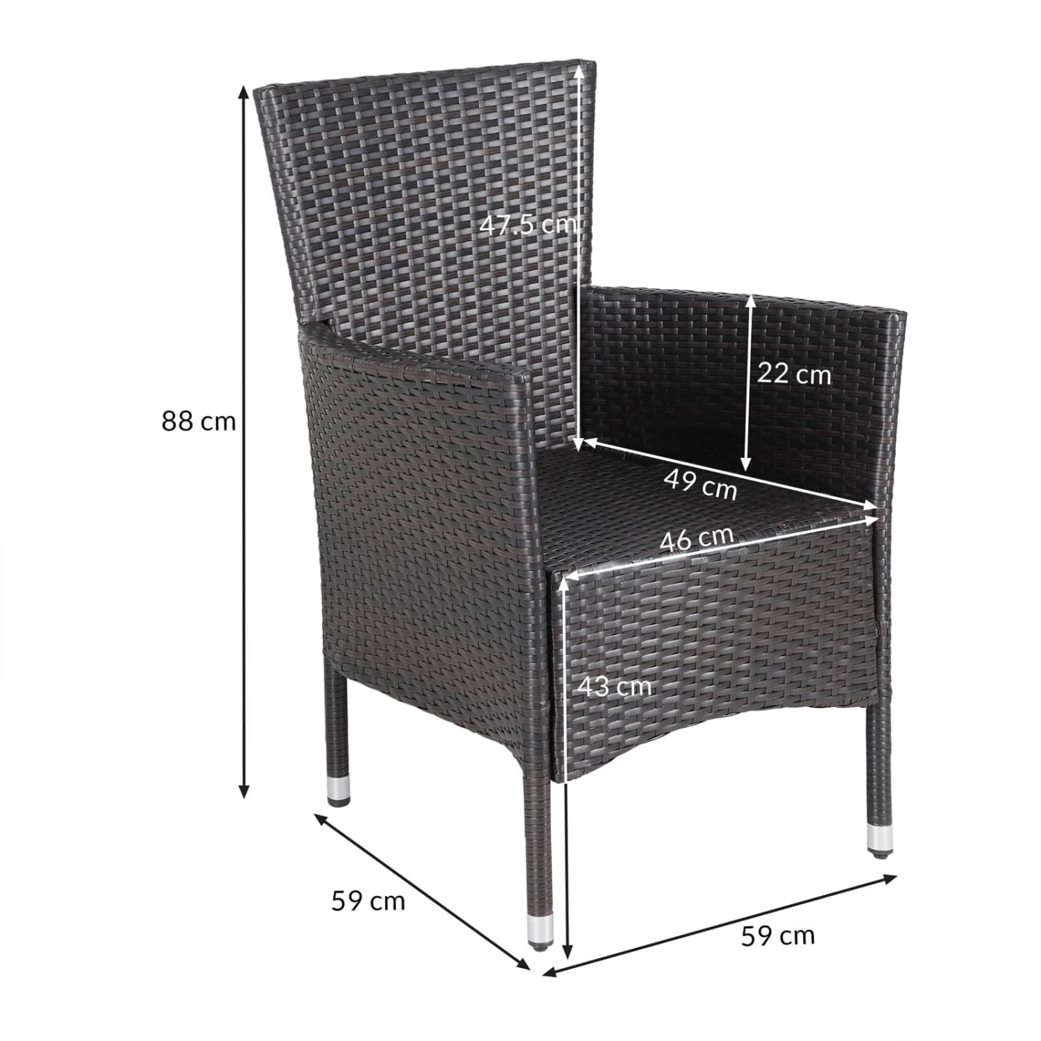 Polyrattan Gartenstuhl 6er-Set Braun Stapelbar 6 Polyrattan Gartenstuhl 6er-Set Braun Stapelbar – Bild 4