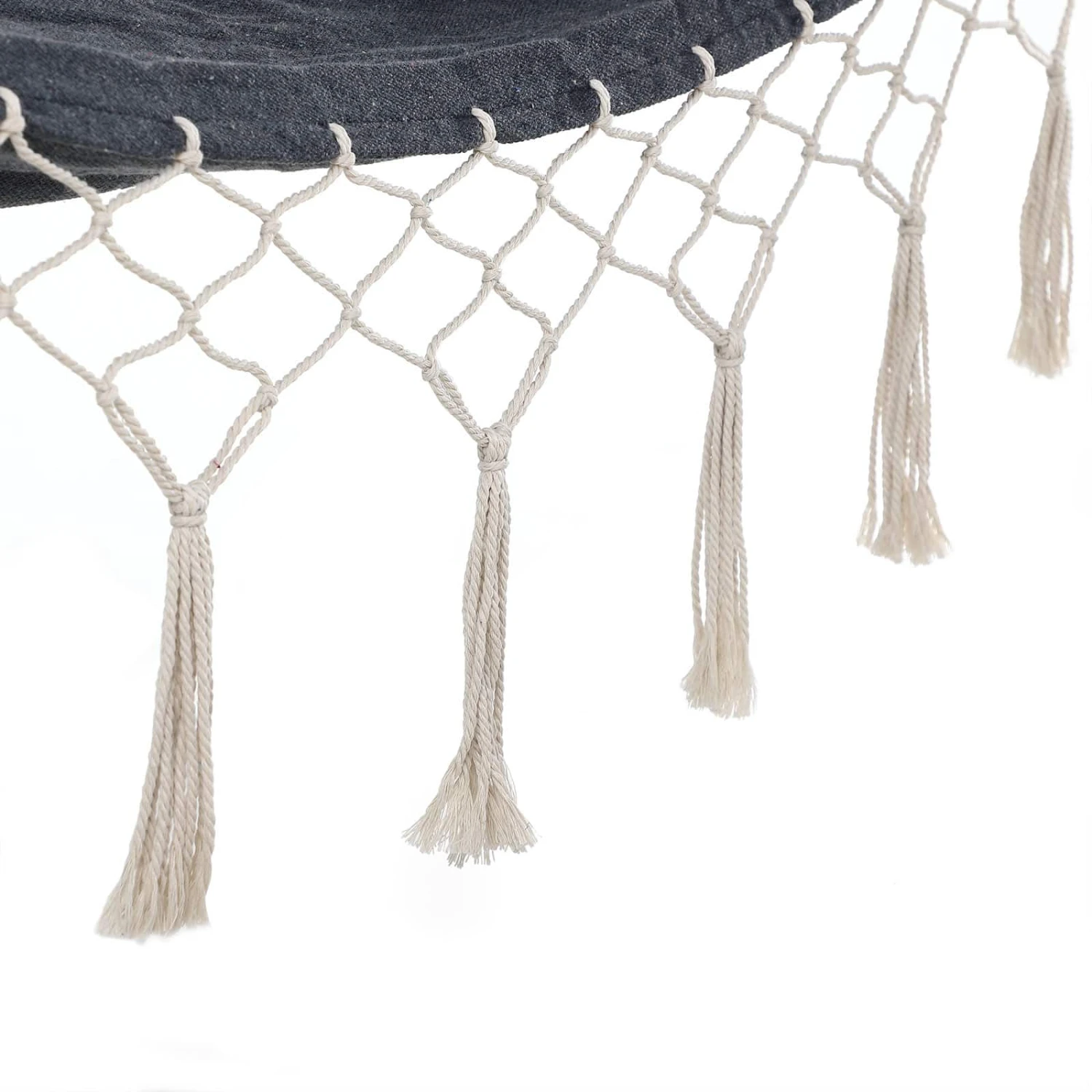 Hängematte Grau 320x150cm Mit Fransen 4 Hängematte Grau 320x150cm Mit Fransen – Bild 2