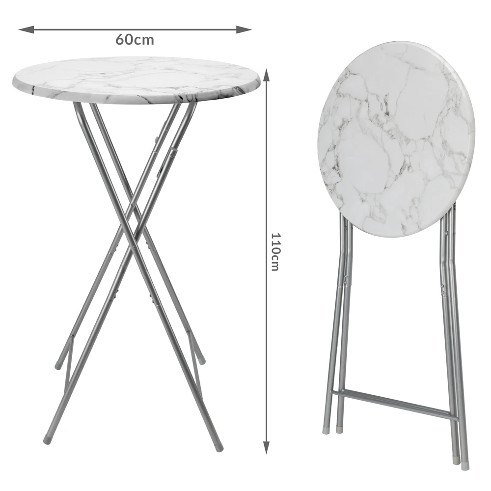 Stehtisch Weiß Marmoroptik Ø60cm Klappbar 10 Stehtisch Weiß Marmoroptik Ø60cm Klappbar – Bild 8