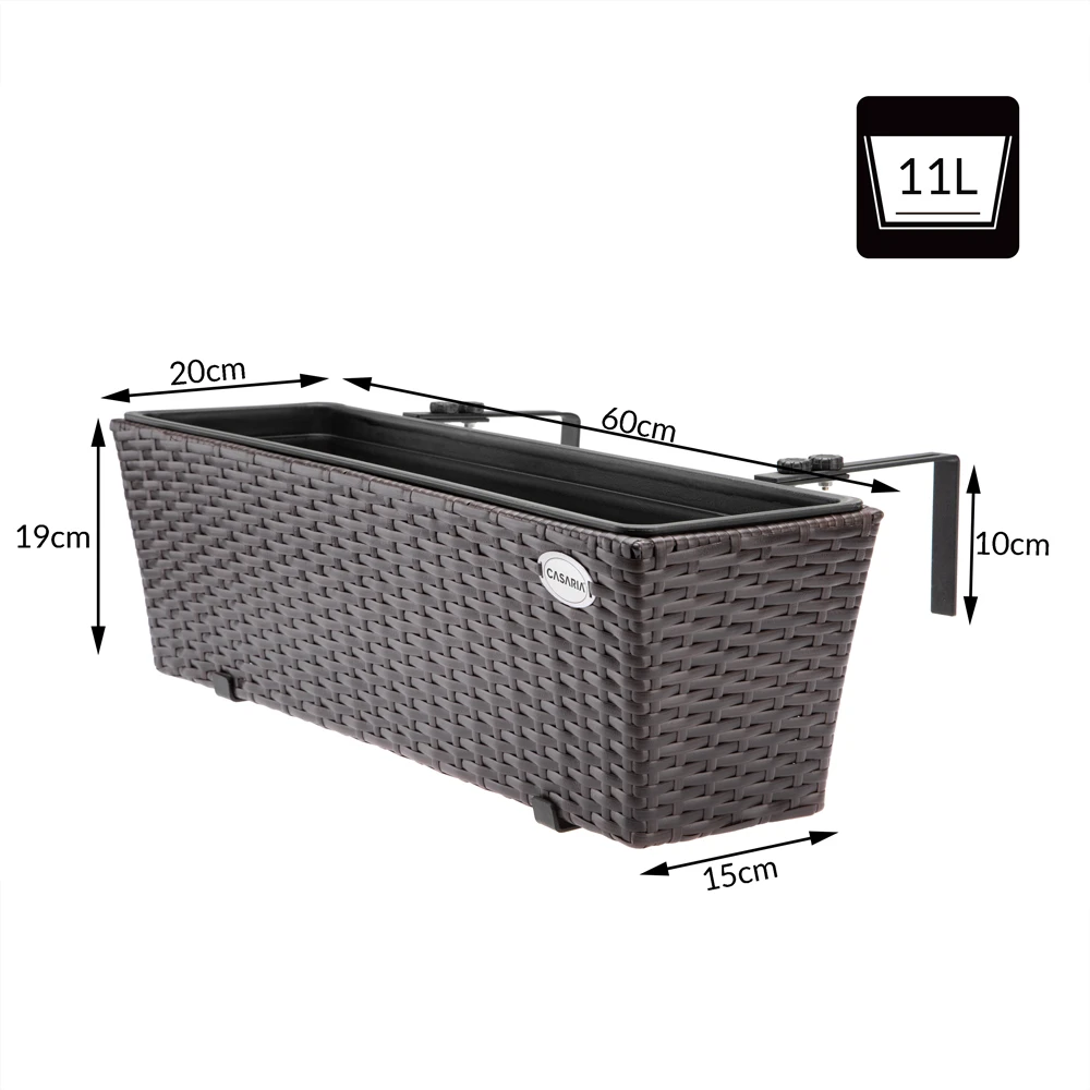 Polyrattan Blumenkasten 2er-Set Braun 9 Polyrattan Blumenkasten 2er-Set Braun – Bild 7