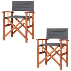 Regiestuhl 2er-Set Cannes Anthrazit Gepolstert