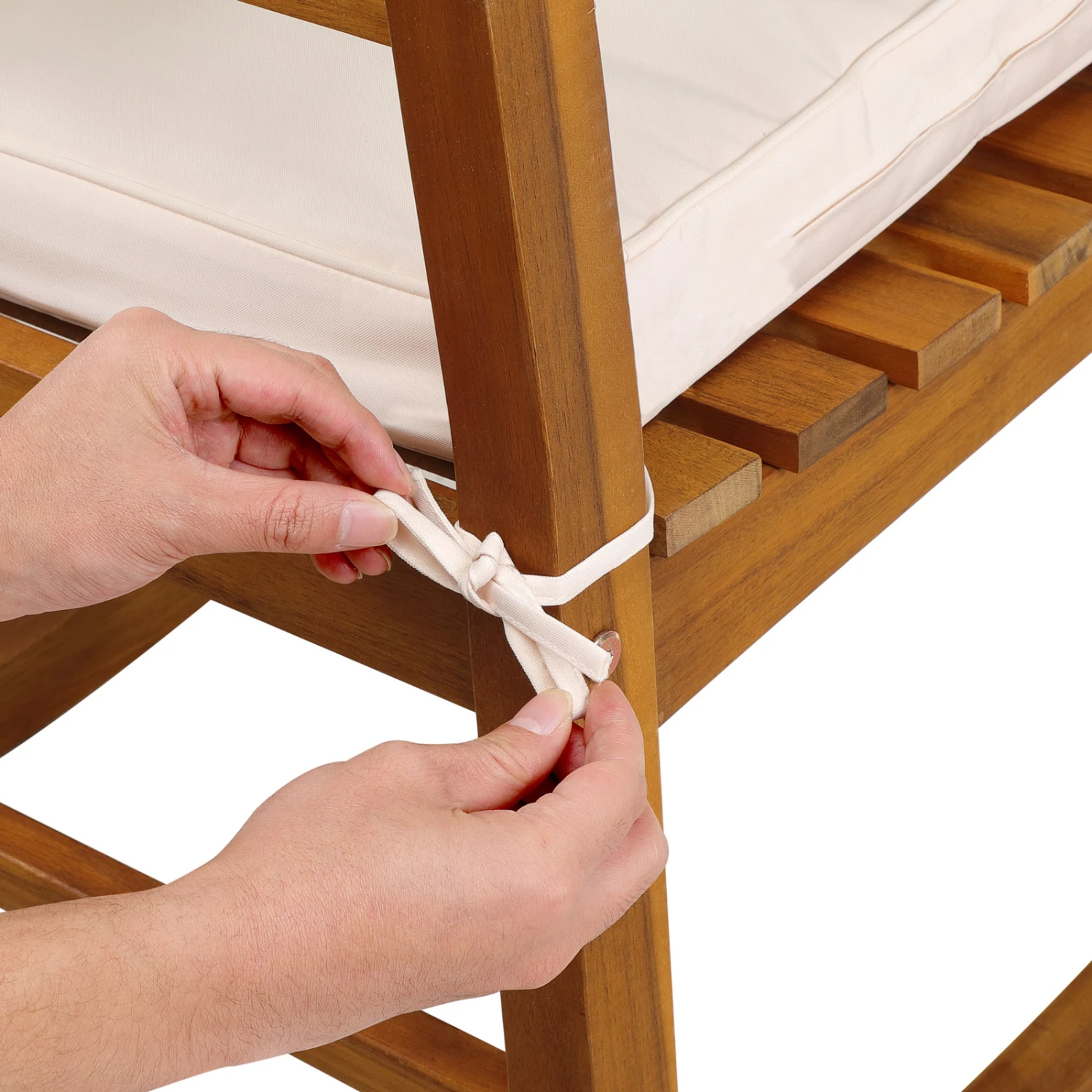 Schaukelstuhl Akazienholz 107x54x76cm 4 Schaukelstuhl Akazienholz 107x54x76cm – Bild 2