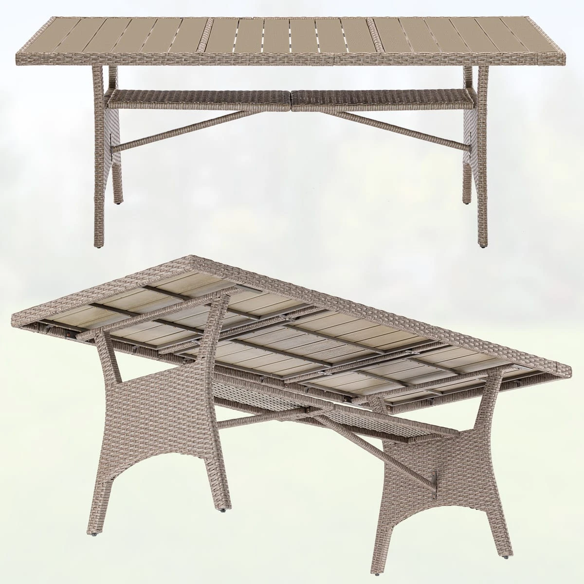 Polyrattan Gartentisch Takeo Creme 190x90x75cm WPC 11 Polyrattan Gartentisch Takeo Creme 190x90x75cm WPC – Bild 9