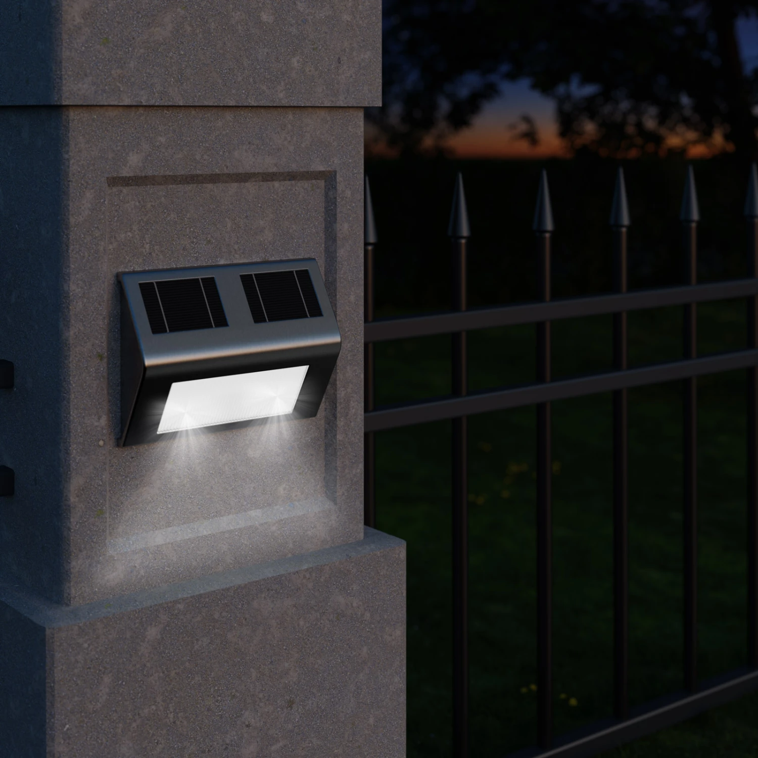 LED Solar-Wandleuchte 2er-Set Edelstahl 9 LED Solar-Wandleuchte 2er-Set Edelstahl – Bild 7