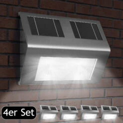 LED Solar-Wandleuchte 4er-Set Edelstahl