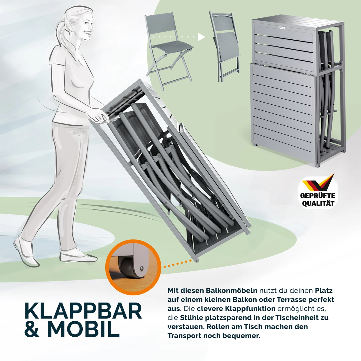 Sitzgruppe Garten 4-tlg. Grau Metall Klappbar 11 Sitzgruppe Garten 4-tlg. Grau Metall Klappbar – Bild 9