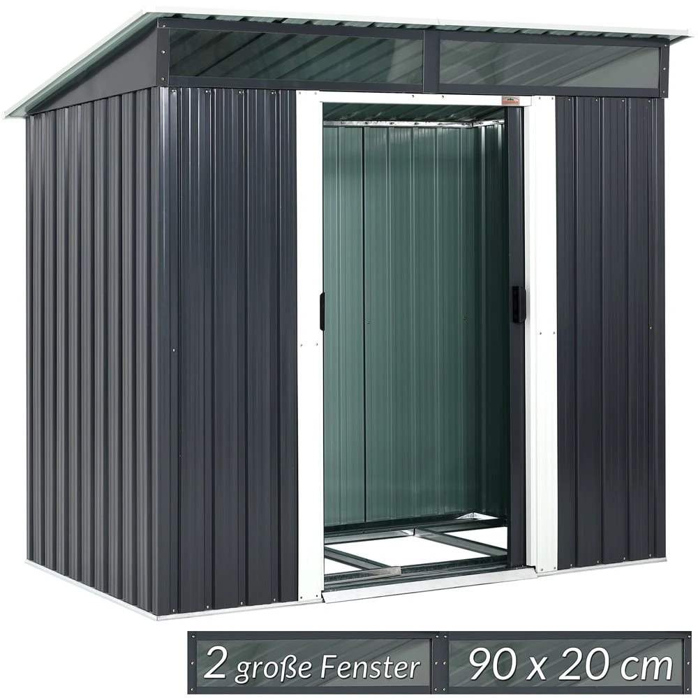 Geräteschuppen Anthrazit Metall 196x122x180cm 3 Geräteschuppen Anthrazit Metall 196x122x180cm