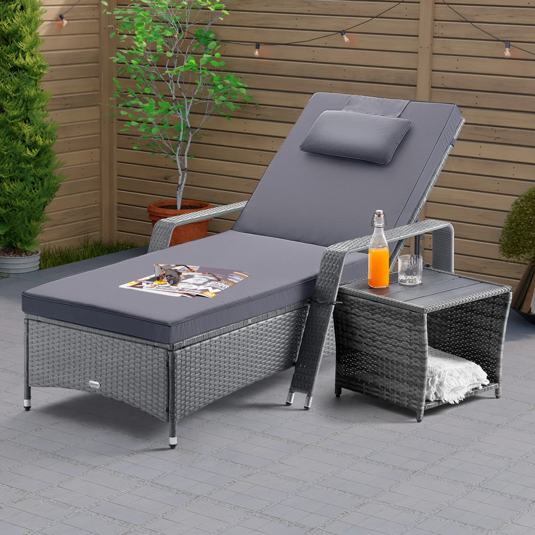 Polyrattan Beistelltisch Vedis Grau 45x45x40cm 5 Polyrattan Beistelltisch Vedis Grau 45x45x40cm – Bild 3