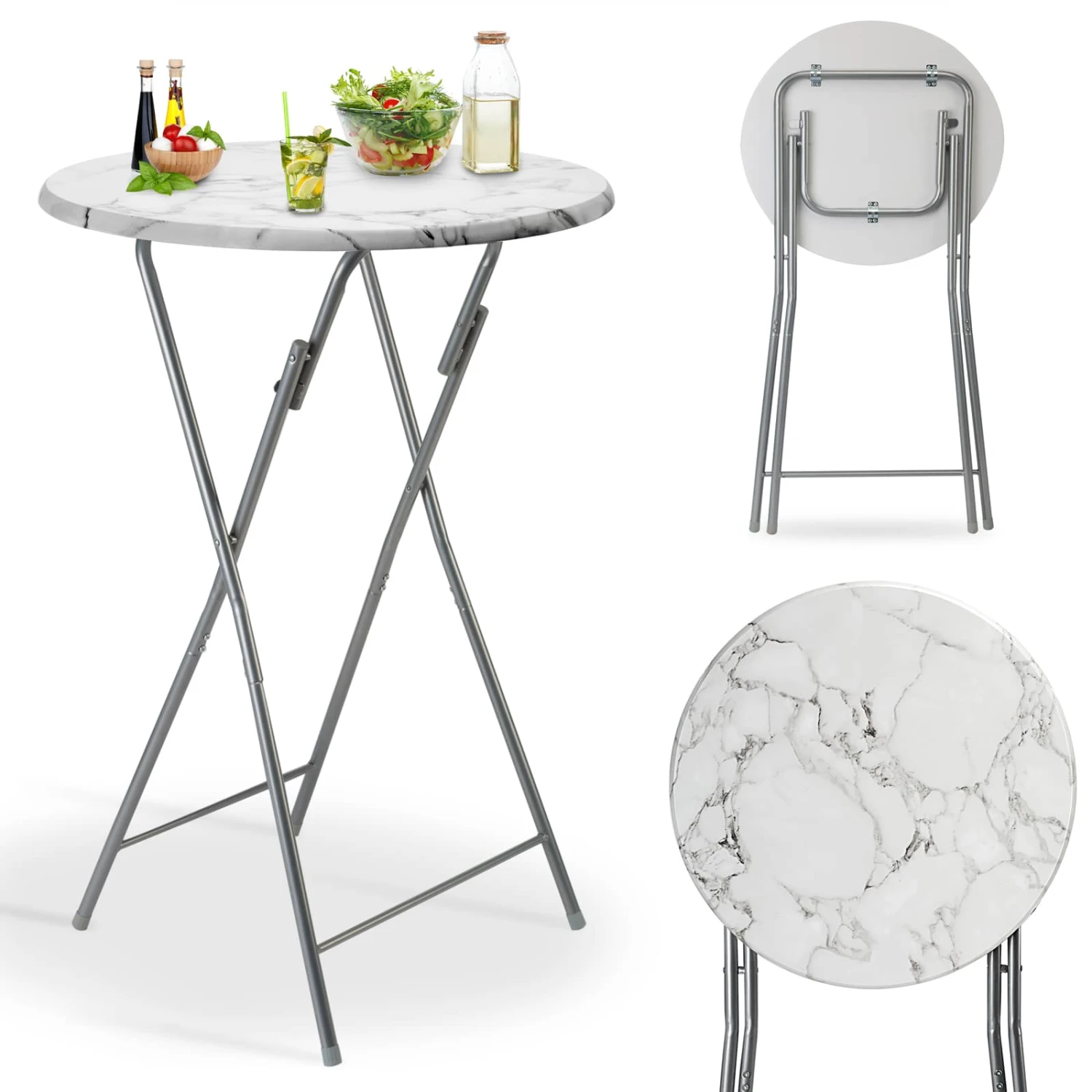 Stehtisch Weiß Marmoroptik Ø60cm Klappbar 3 Stehtisch Weiß Marmoroptik Ø60cm Klappbar