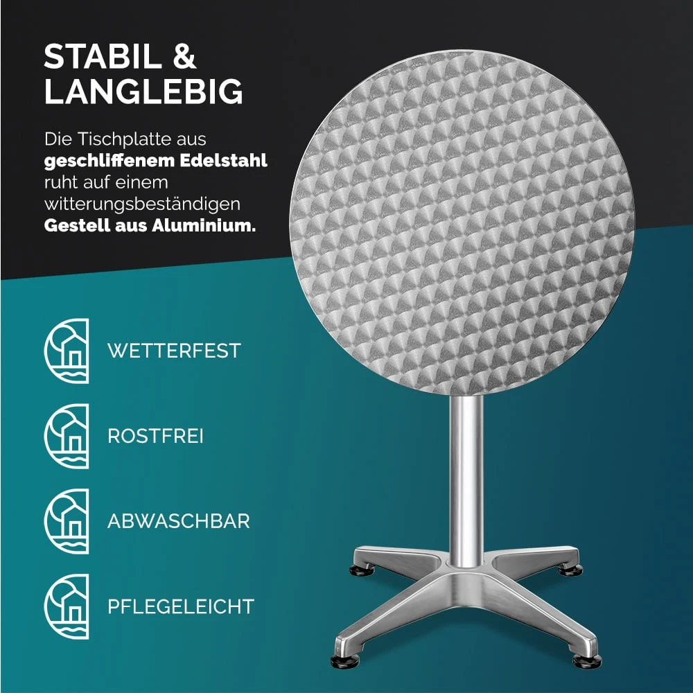 Stehtisch Silber Edelstahl/Alu Ø60cm Klappbar, Höhenverstellbar 8 Stehtisch Silber Edelstahl/Alu Ø60cm Klappbar, Höhenverstellbar – Bild 6