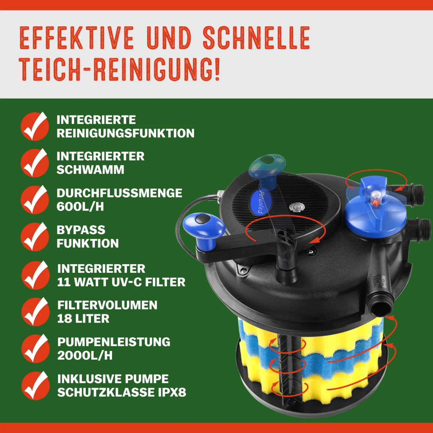 Teichdruckfilter Komplettset 2.000L/h 4 Teichdruckfilter Komplettset 2.000L/h – Bild 2