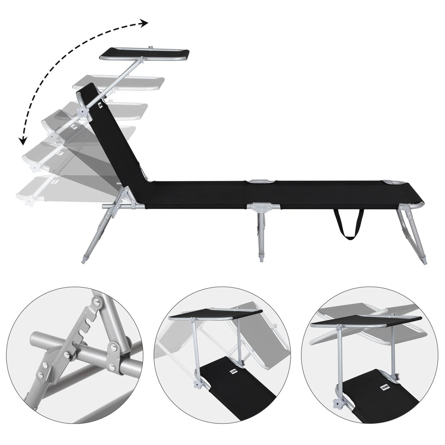 Sonnenliege Hawaii 2er-Set Anthrazit Alu 195x60x30cm 6 Sonnenliege Hawaii 2er-Set Anthrazit Alu 195x60x30cm – Bild 4