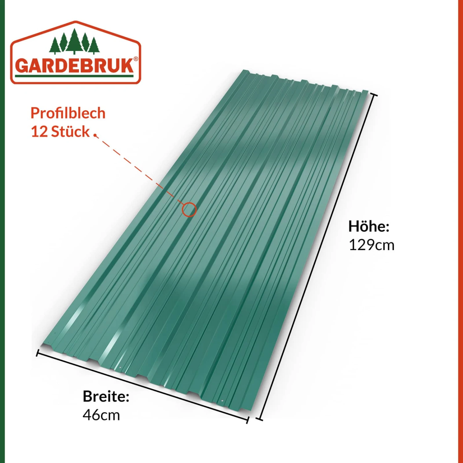 Trapezblech 12er-Set Grün 129x46cm Gelocht 9 Trapezblech 12er-Set Grün 129x46cm Gelocht – Bild 7
