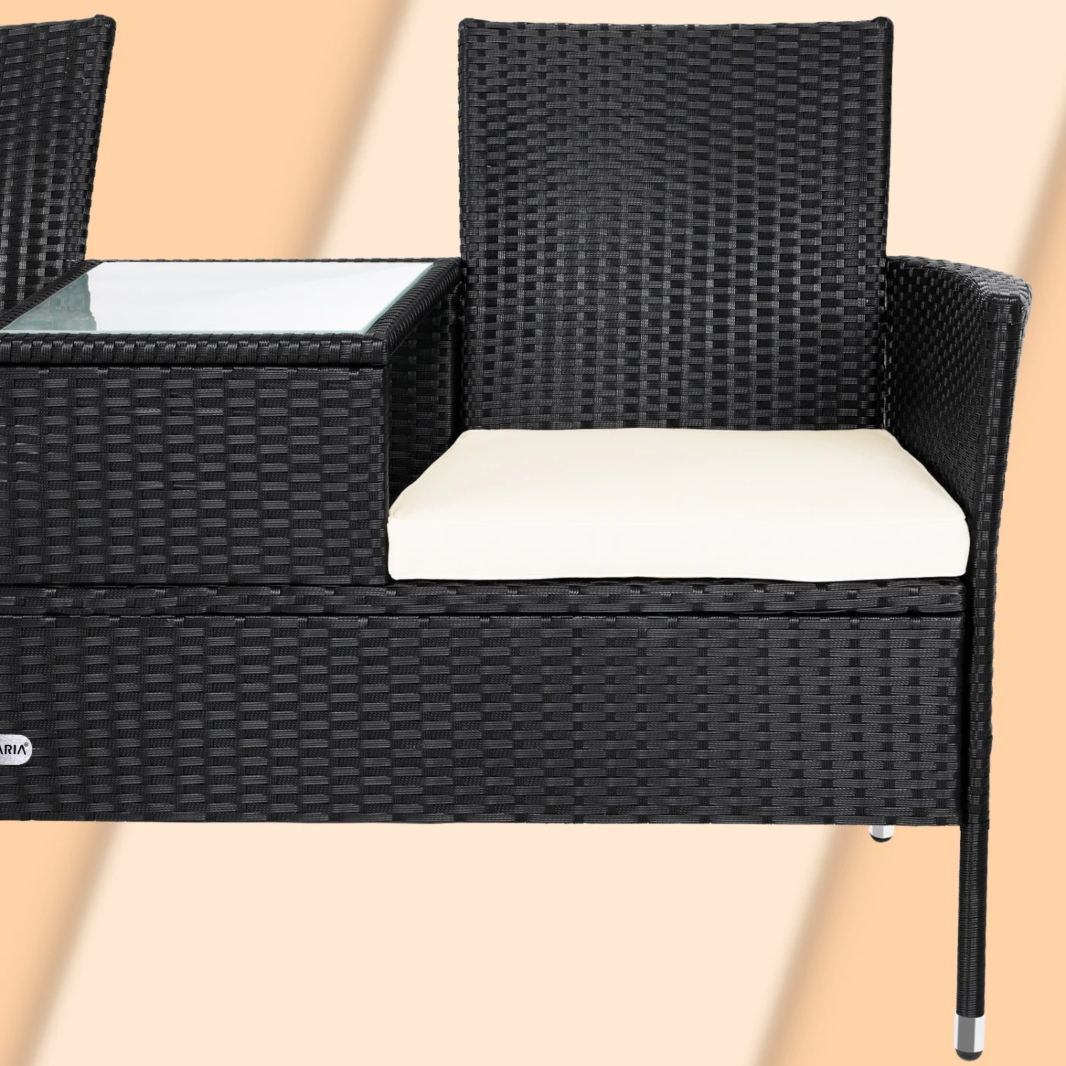 Polyrattan Kino Bank Schwarz 143x55x88cm 10 Polyrattan Kino Bank Schwarz 143x55x88cm – Bild 8