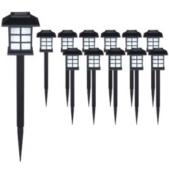 LED Solarleuchten 12er-Set Schwarz
