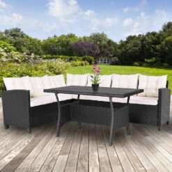 Polyrattan Lounge-Set Schwarz/Creme WPC Tischplatte -Gartenmöbel Geschäft ebd200b2925de9ee5f1b7eb17d73b5d2 de 994854d 14 1