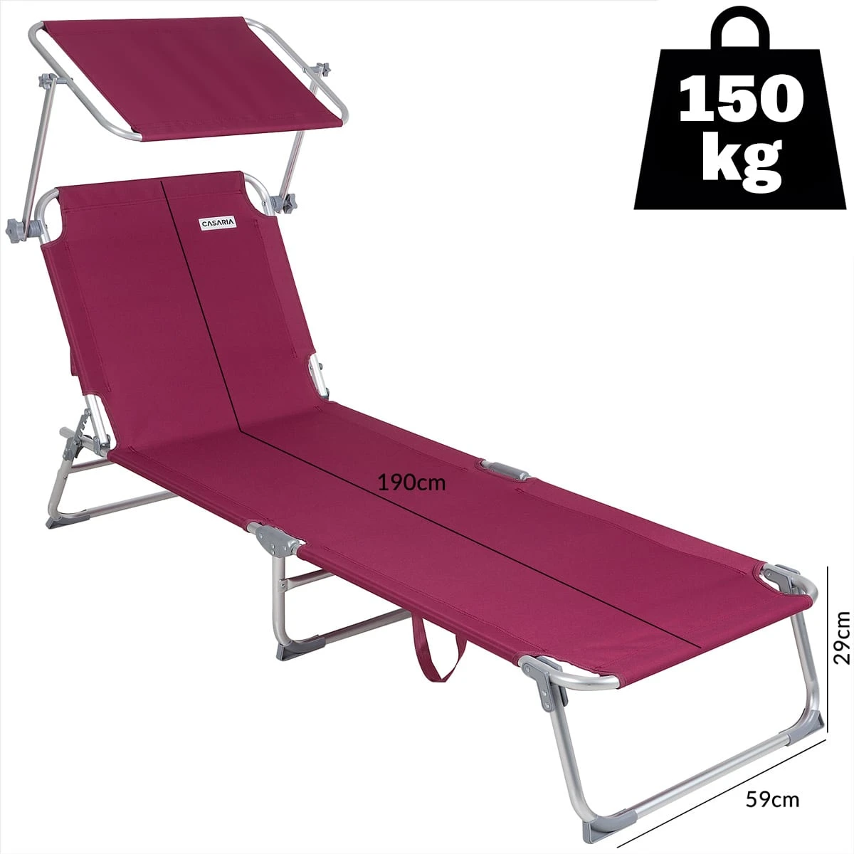 Sonnenliege Ibiza 2er-Set Rot Alu Mit Sonnendach 4 Sonnenliege Ibiza 2er-Set Rot Alu Mit Sonnendach – Bild 2