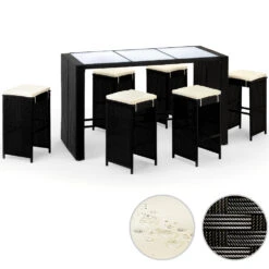 Polyrattan Bar-Set Rio 7-tlg. Schwarz Inkl. Sitzauflagen -Gartenmöbel Geschäft f33b9f583fff7ff580a6558d9a62c3a7 de 991074d 2 1