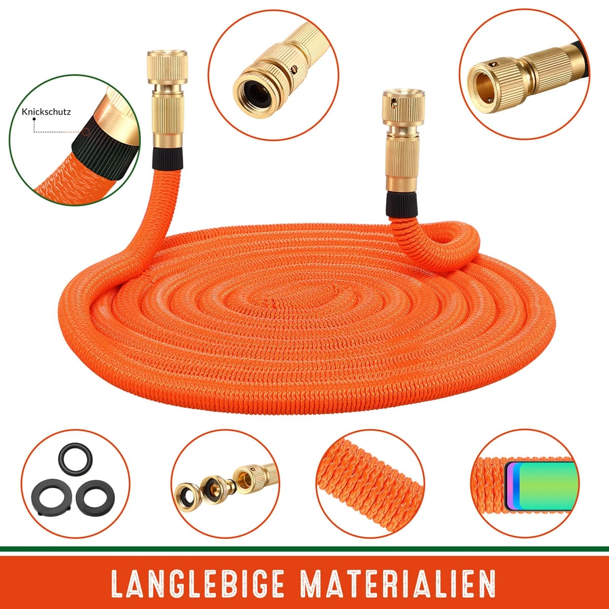Gartenschlauch Orange 30m Flexibel 7 Gartenschlauch Orange 30m Flexibel – Bild 5