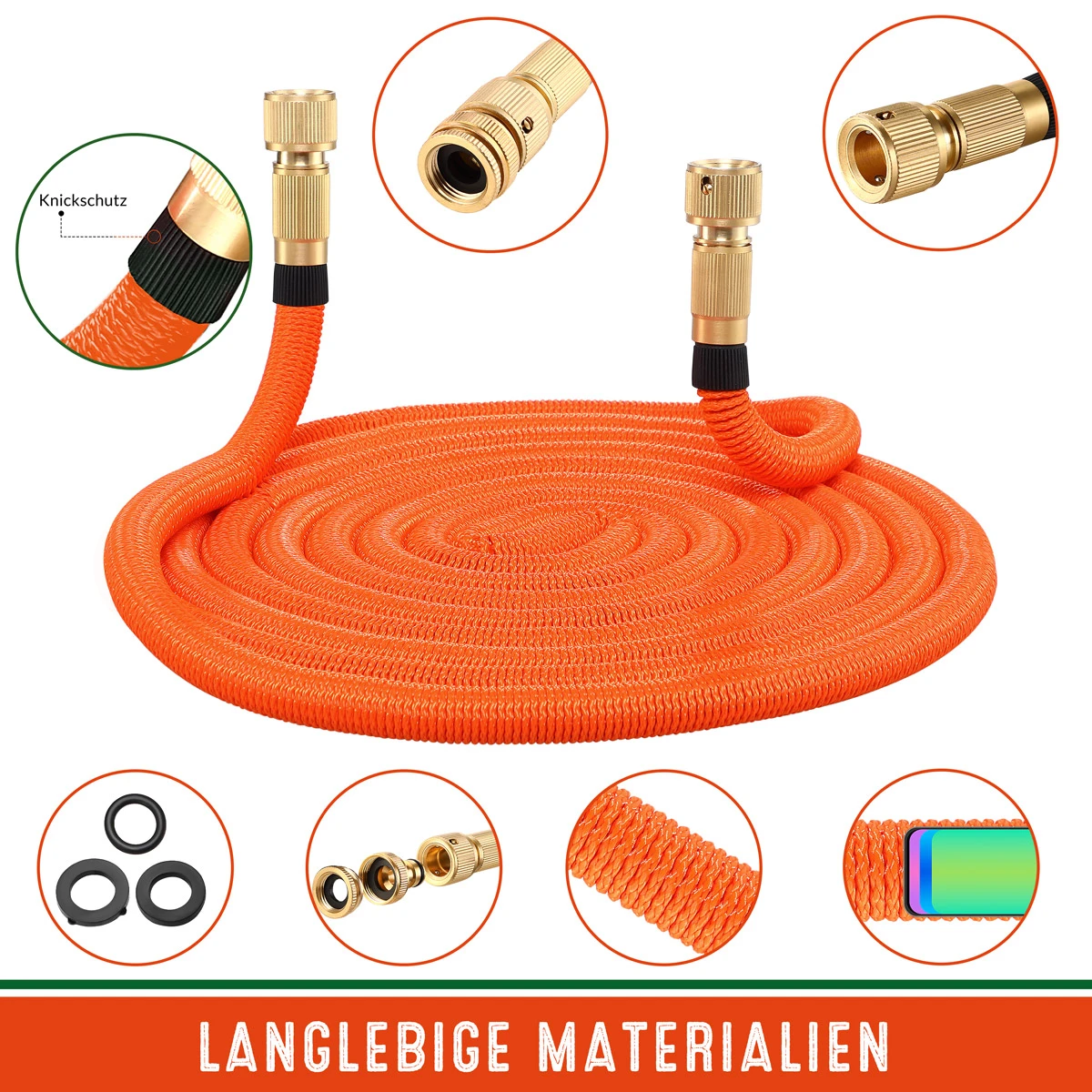 Gartenschlauch Orange 15m Flexibel 9 Gartenschlauch Orange 15m Flexibel – Bild 7