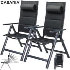 Gartenstuhl Bern Premium 2er-Set Anthrazit Gepolstert