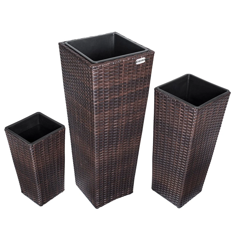 Polyrattan Blumentopf 3-tlg. Braun 5 Polyrattan Blumentopf 3-tlg. Braun – Bild 3