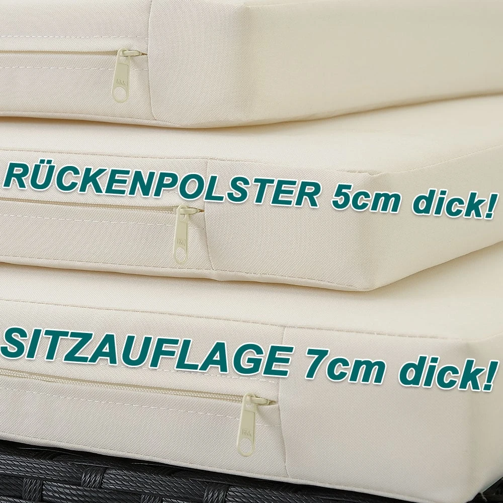 Polyrattan Garten-Sitzgruppe 9-tlg. Schwarz/Creme 12 Polyrattan Garten-Sitzgruppe 9-tlg. Schwarz/Creme – Bild 10