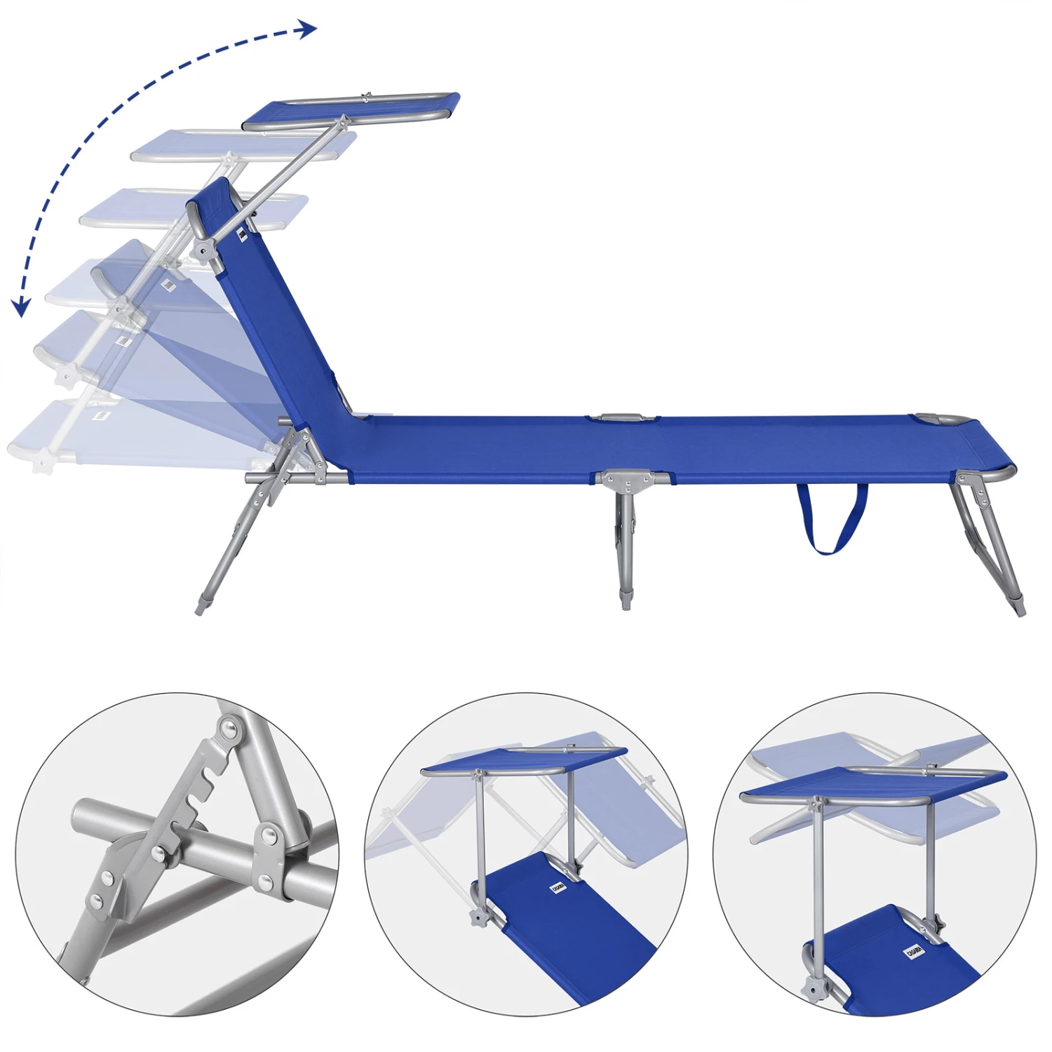 Sonnenliege Hawaii Blau Alu 195x60x30cm 4 Sonnenliege Hawaii Blau Alu 195x60x30cm – Bild 2