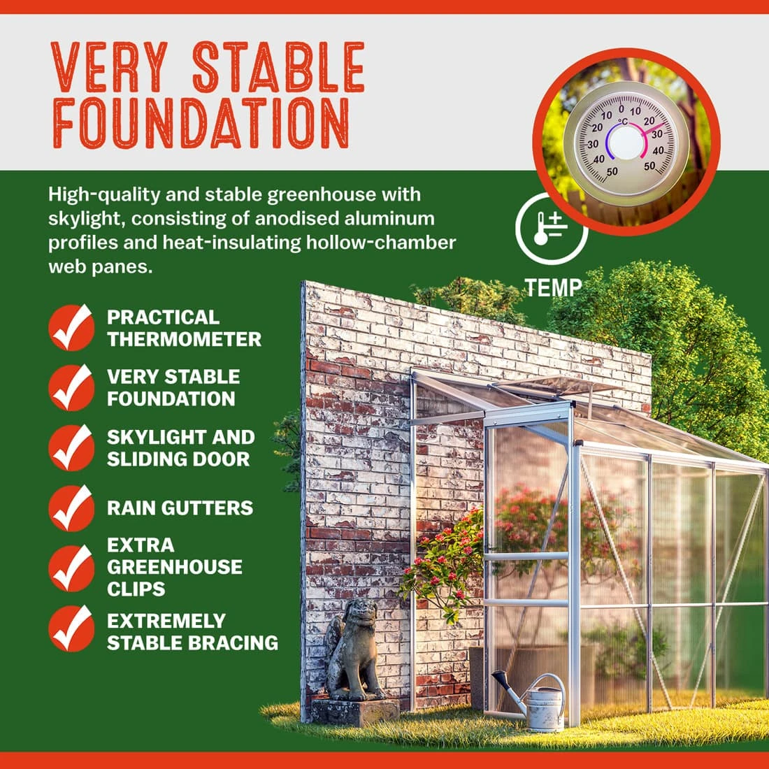 Alu Beistellgewächshaus 190x122x202cm Mit Fundament 12 Alu Beistellgewächshaus 190x122x202cm Mit Fundament – Bild 10
