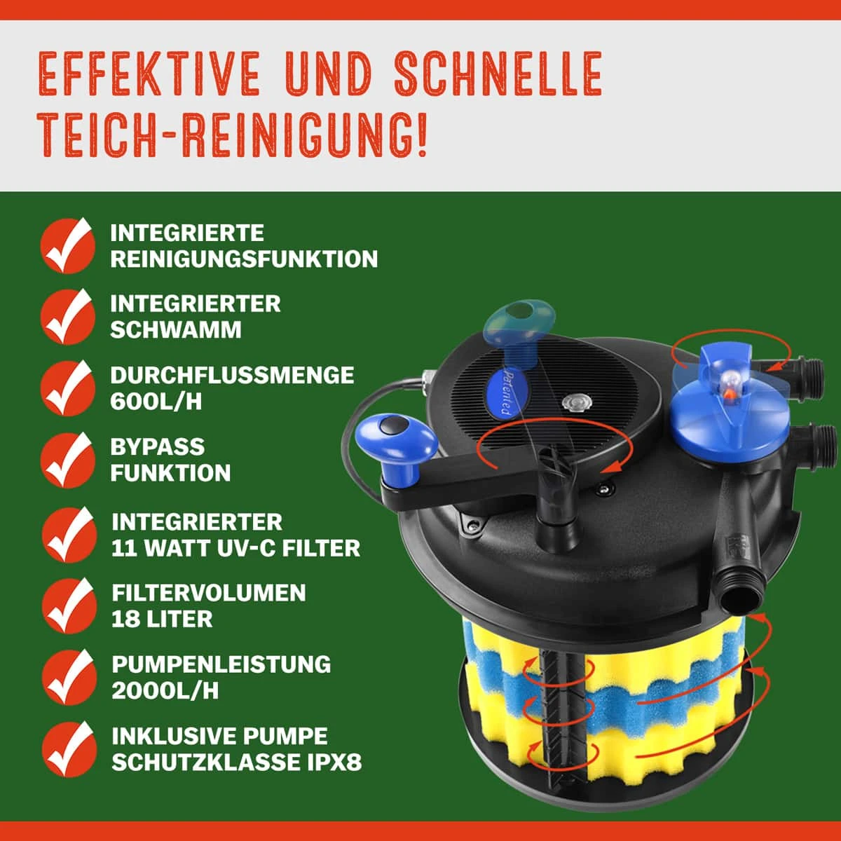 Teichdruckfilter Komplettset 2.000L/h 5 Teichdruckfilter Komplettset 2.000L/h – Bild 3