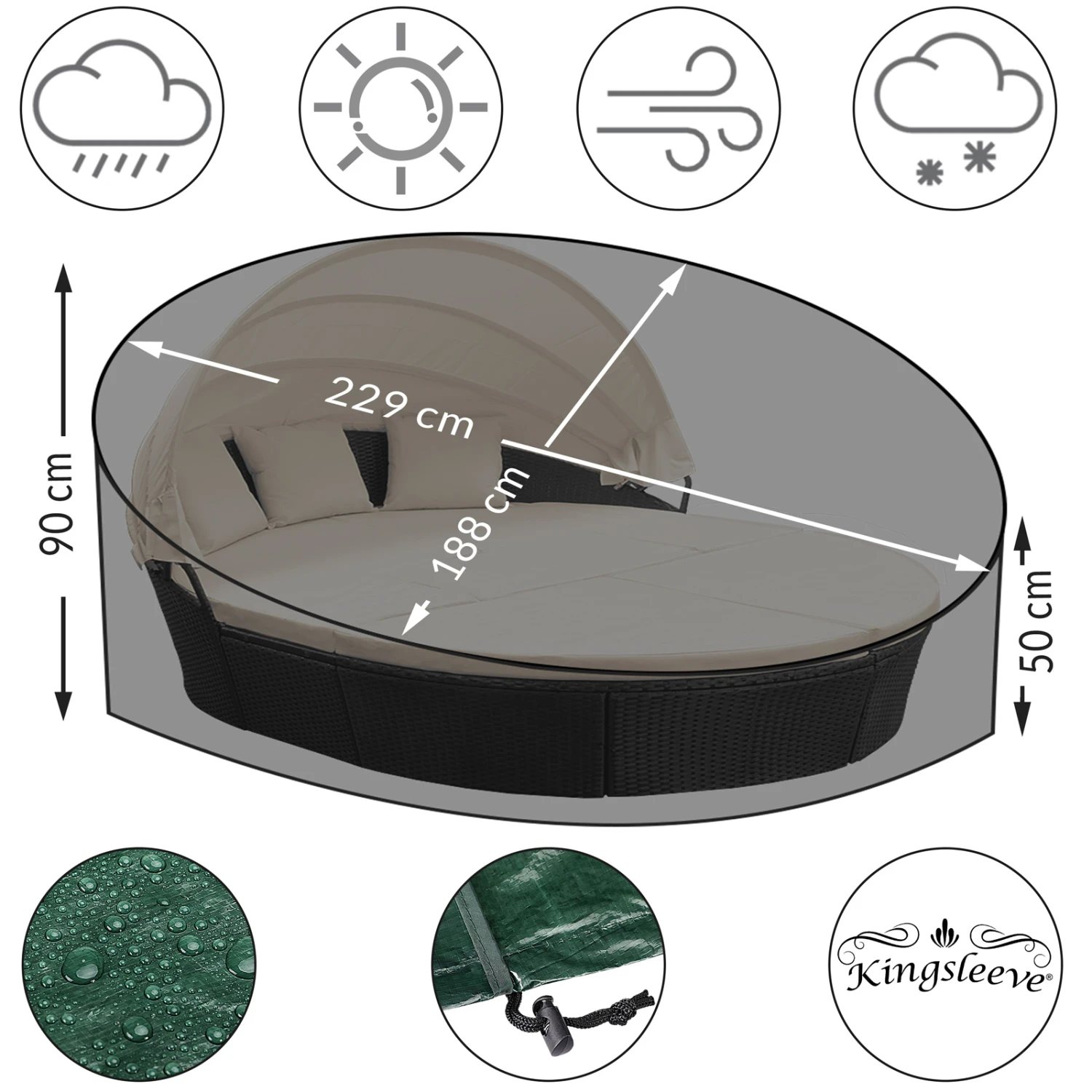 Abdeckung Sonneninsel Grün 230x180x90/50cm 5 Abdeckung Sonneninsel Grün 230x180x90/50cm – Bild 3