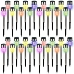 LED Solarleuchte 32er-Set Edelstahl Multicolor