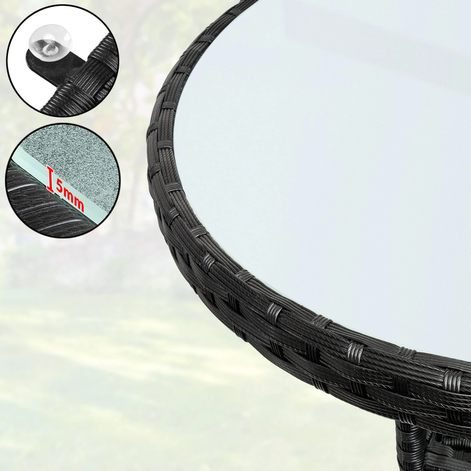 Polyrattan-Tisch Schwarz Rund Ø60cm 6 Polyrattan-Tisch Schwarz Rund Ø60cm – Bild 4