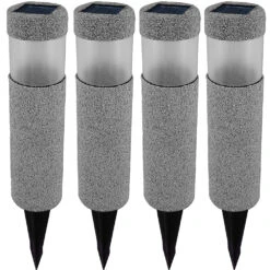 LED Solarleuchte 4er-Set Steinoptik